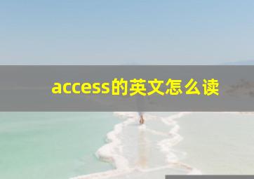 access的英文怎么读