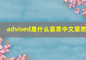 advised是什么意思中文意思