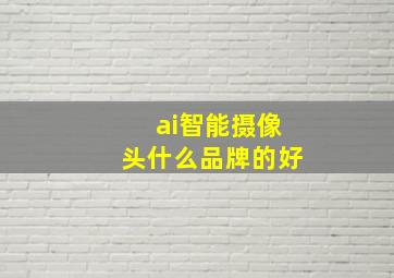 ai智能摄像头什么品牌的好