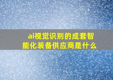 ai视觉识别的成套智能化装备供应商是什么