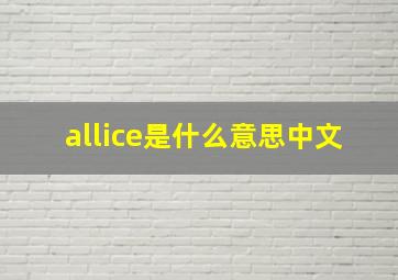 allice是什么意思中文