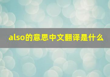 also的意思中文翻译是什么