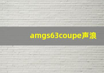 amgs63coupe声浪