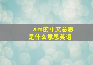 am的中文意思是什么意思英语