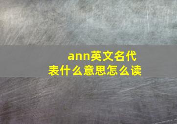 ann英文名代表什么意思怎么读