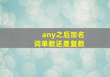 any之后加名词单数还是复数