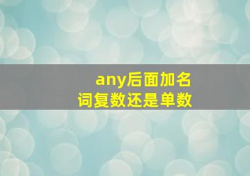 any后面加名词复数还是单数