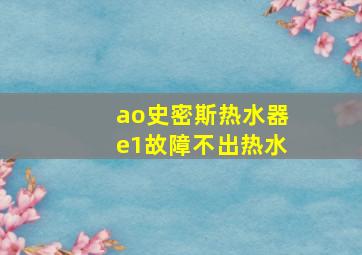 ao史密斯热水器e1故障不出热水