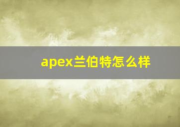 apex兰伯特怎么样