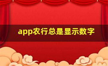 app农行总是显示数字