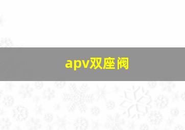 apv双座阀