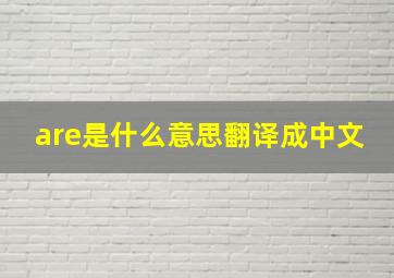 are是什么意思翻译成中文