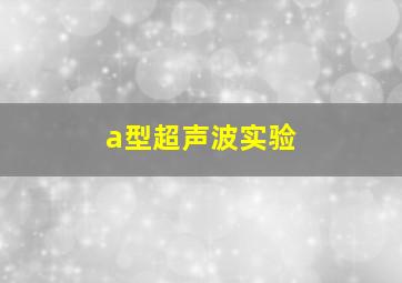 a型超声波实验