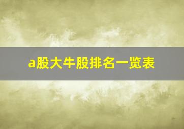 a股大牛股排名一览表