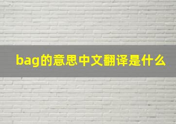 bag的意思中文翻译是什么