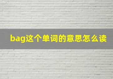 bag这个单词的意思怎么读