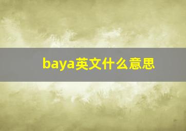 baya英文什么意思