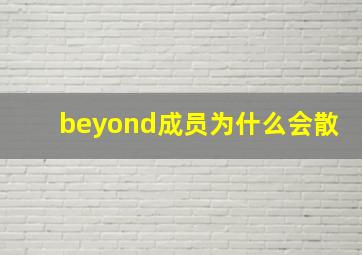 beyond成员为什么会散