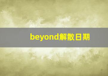 beyond解散日期