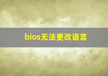 bios无法更改语言