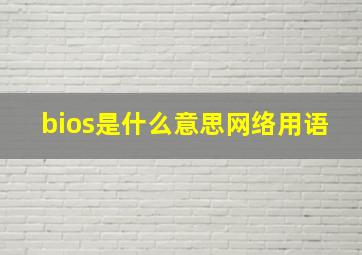 bios是什么意思网络用语