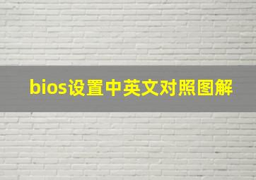 bios设置中英文对照图解