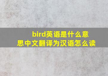 bird英语是什么意思中文翻译为汉语怎么读