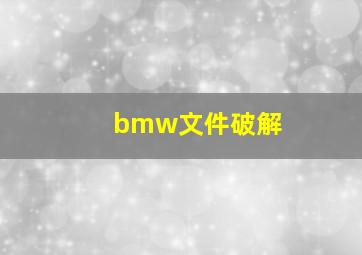 bmw文件破解