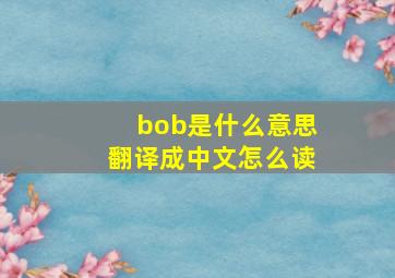 bob是什么意思翻译成中文怎么读