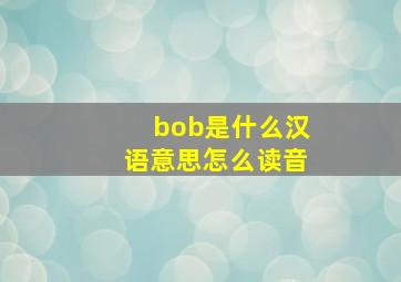 bob是什么汉语意思怎么读音