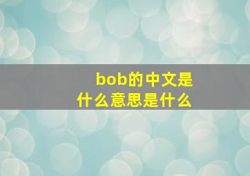 bob的中文是什么意思是什么