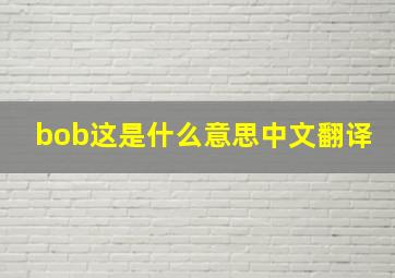 bob这是什么意思中文翻译