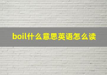 boil什么意思英语怎么读