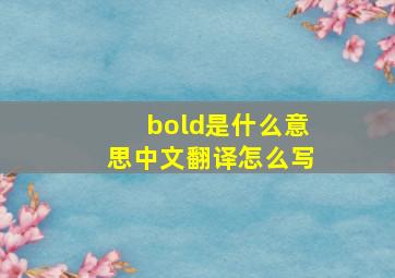 bold是什么意思中文翻译怎么写