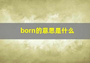 born的意思是什么