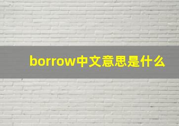 borrow中文意思是什么