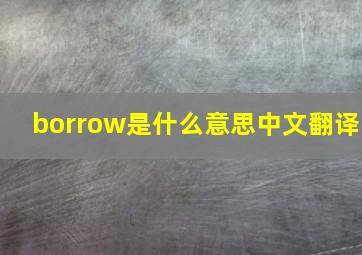 borrow是什么意思中文翻译