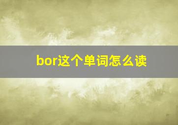 bor这个单词怎么读