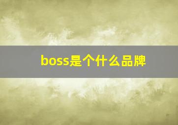 boss是个什么品牌