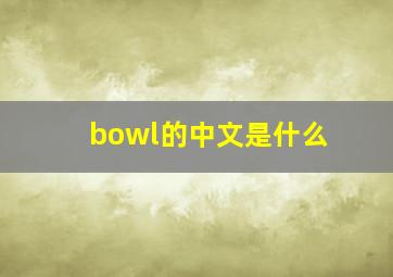 bowl的中文是什么