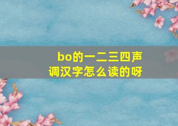 bo的一二三四声调汉字怎么读的呀