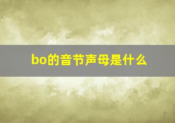 bo的音节声母是什么