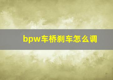 bpw车桥刹车怎么调