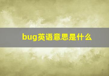 bug英语意思是什么