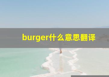 burger什么意思翻译