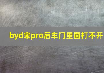 byd宋pro后车门里面打不开