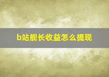 b站舰长收益怎么提现