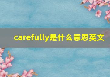 carefully是什么意思英文