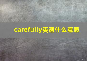 carefully英语什么意思