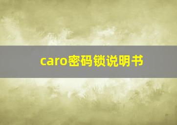 caro密码锁说明书